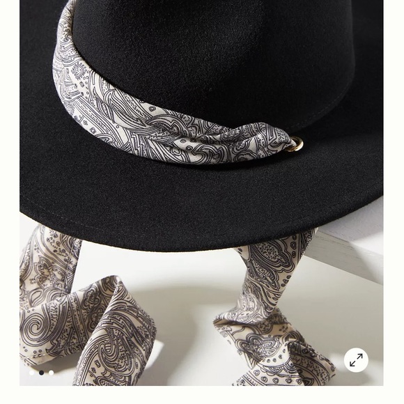 Anthropologie Jones black  scarf trimmed rancher  hat new with tags  one size - Picture 3 of 8